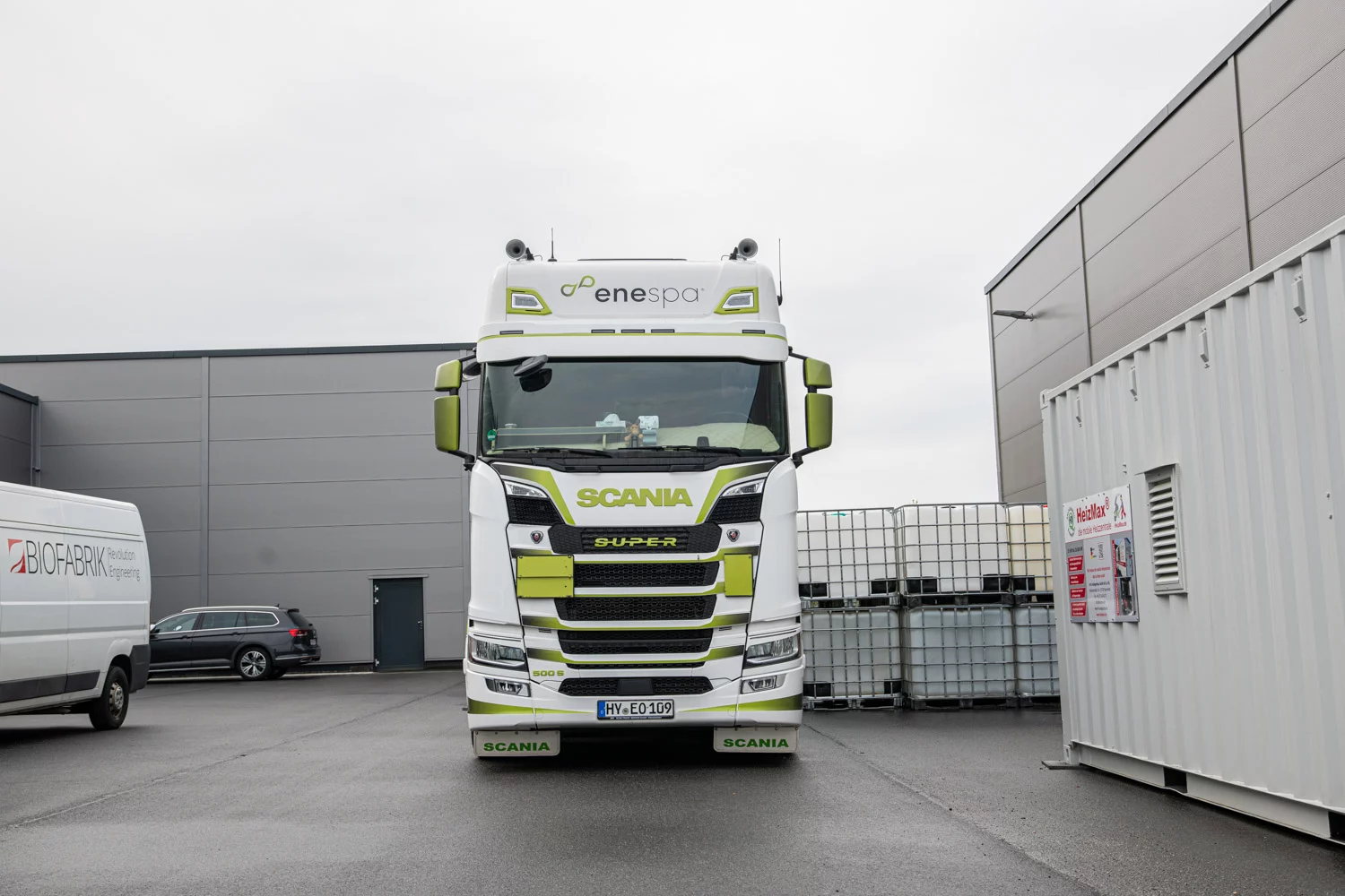 The enespa tanker truck refuelling directly from the AdBlue pipeline.