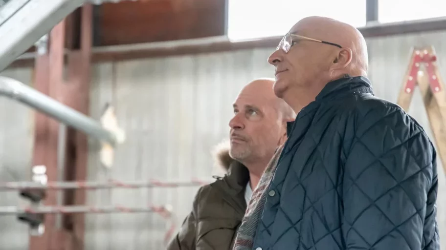 Cyrill Hugi (in the foreground), Chief Executive Officer, and Stefan Abele (in the background), marvel at the latest prototype for chemical recycling, the WasteX P5 system.